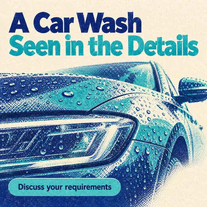 A car wash post headed A Car Wash Seen in the Details, showing water beads on a car's bonnet